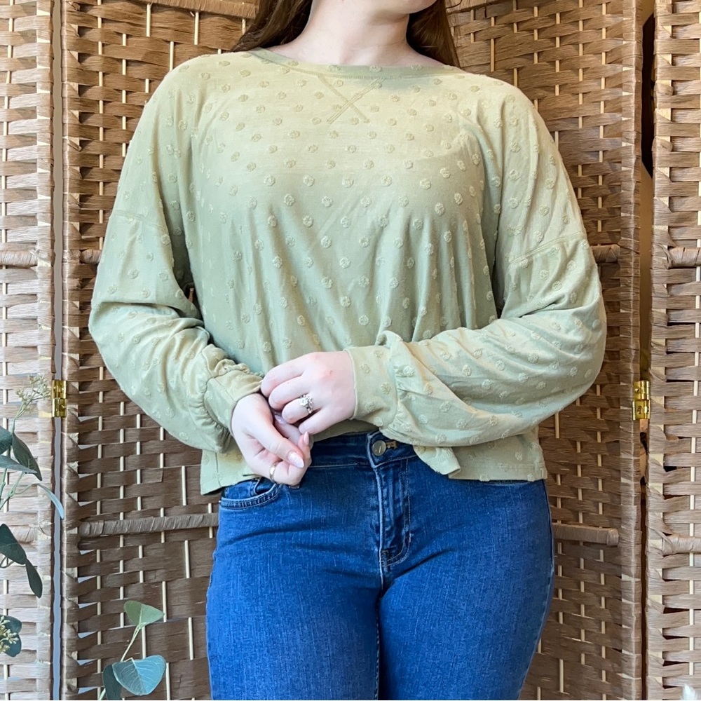 Blu Pepper Green Dotted Top